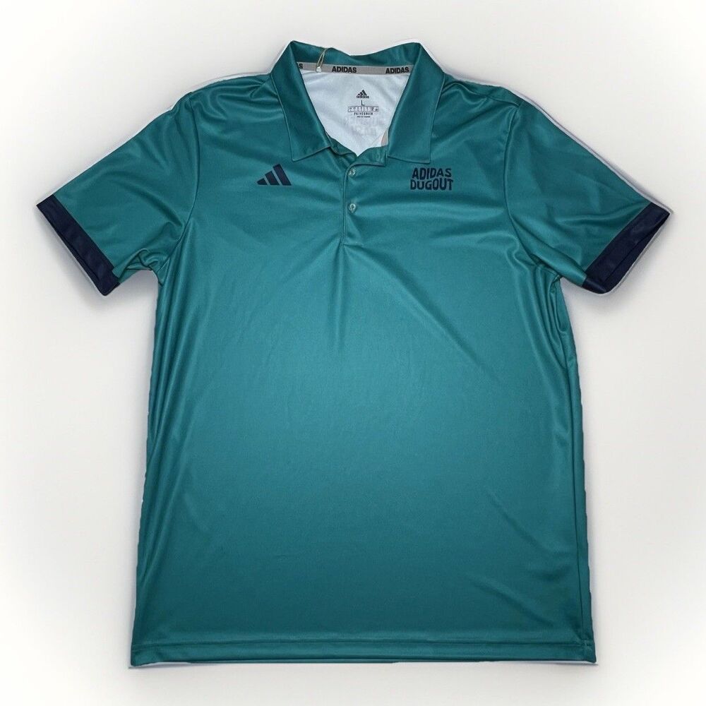 New Adidas Dugout Summer Bash UPF 50 Prime Green Polo Shirt Large L Green